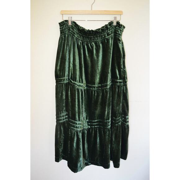 Anthropologie The Somerset Maxi Skirt: Velvet Green Size XL - Picture 2 of 5